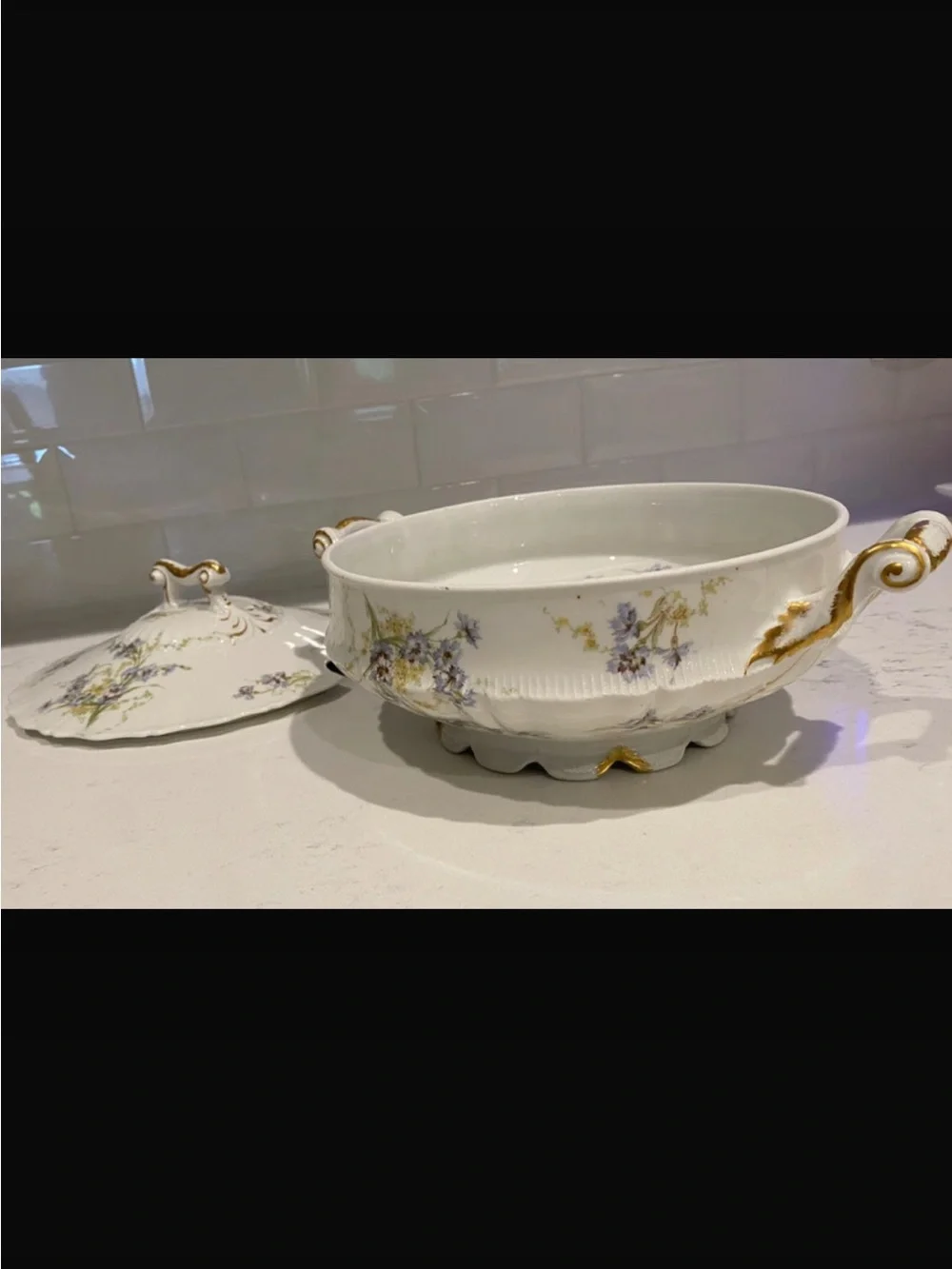 Theodore Haviland Limoges porcelain covered soup tureen / vegetable dish